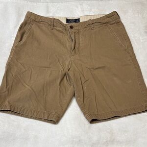 Abercrombie & Fitch Men's Brown Flat Front Cotton Shorts